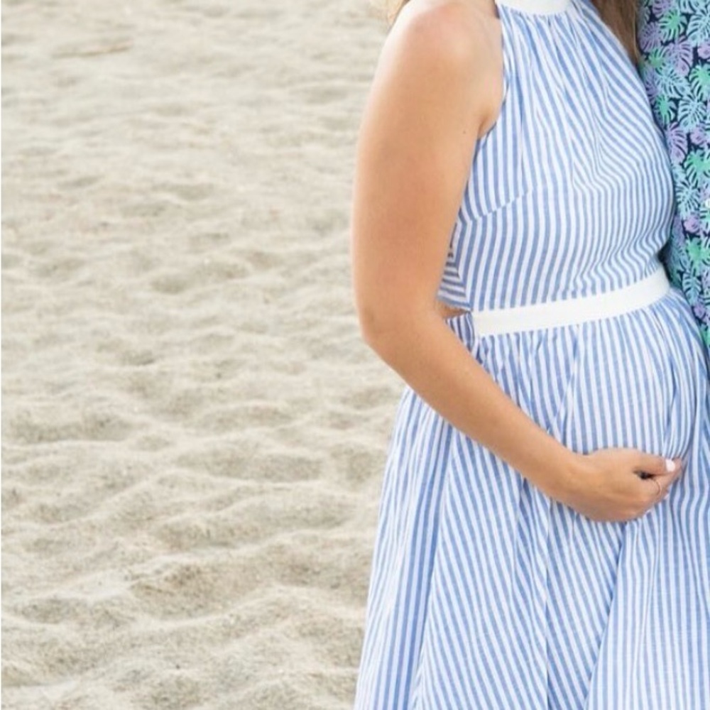Pinkblush Blue and White Striped Maxi Dress